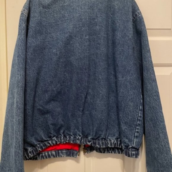 Vintage 80s Ralph Lauren Polo Denim Jacket Red Lining USA Mens Large L Bomber - Picture 11 of 16